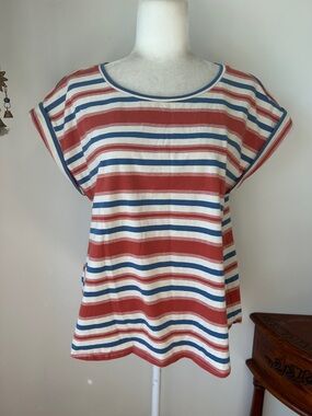 L.L. Bean Signature Classic Striped Short Sleeve Tee Women’s Large